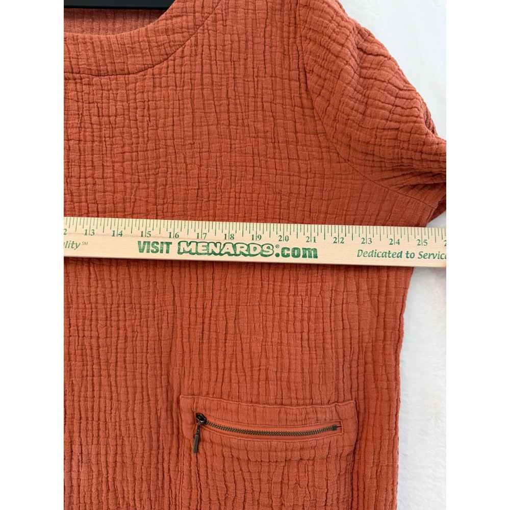 Soft Surroundings 2X Rust Double Gauze Zipper Pocket Top Short Sleeve Blouse - Picture 3 of 9